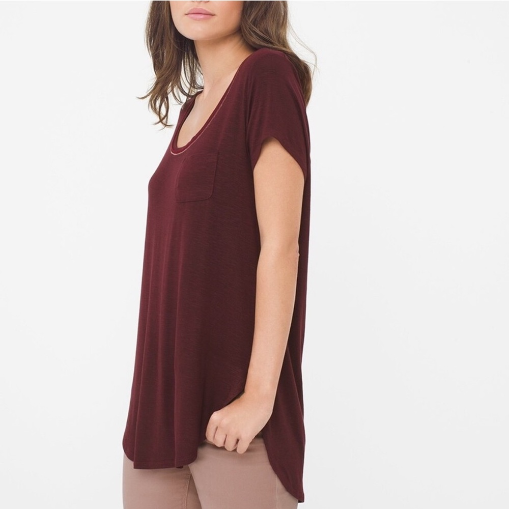 WHBM Short Sleeve Tunic Tee Soft Jersey Maroon XS